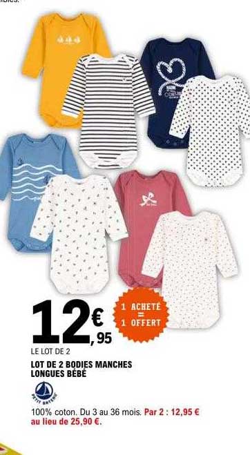 lot de 2 bodies manches longues bébé