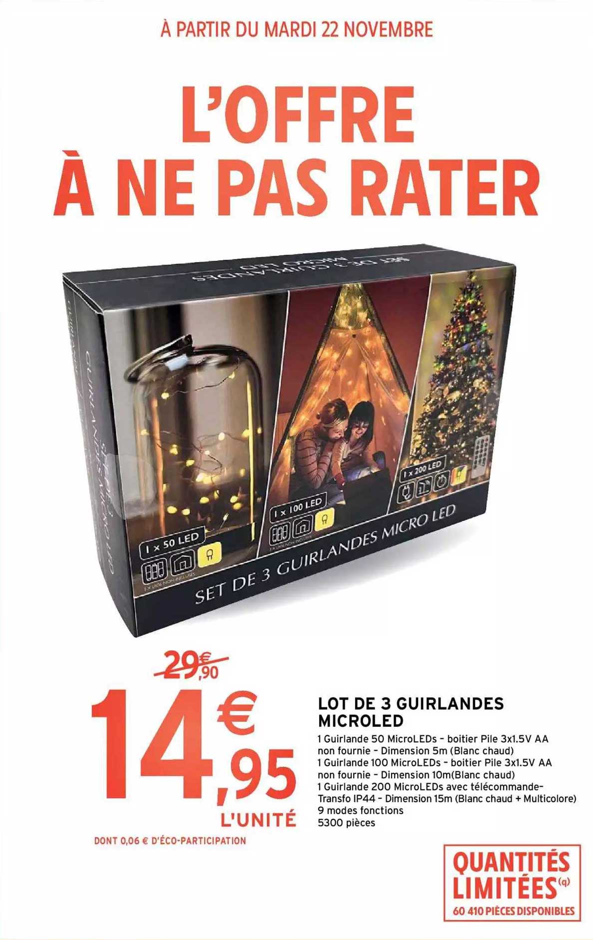 lot de 3 guirlandes microled