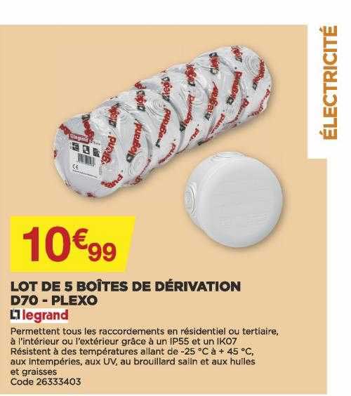 lot de 5 boîtes de dérivation d70 - plexo legrand