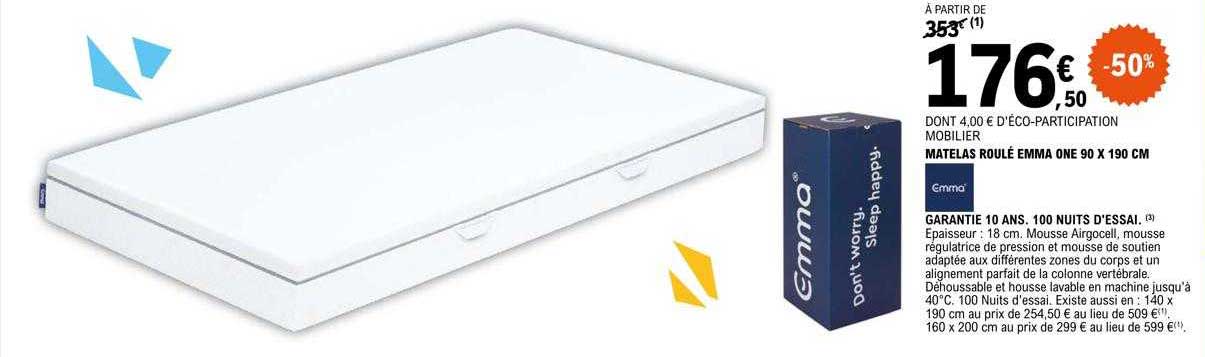 Matelas Roulé Emma One 90 X 190 Cm