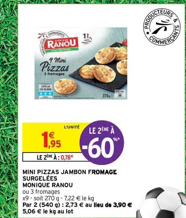 mini pizzas jambon fromage surgelées monique ranou