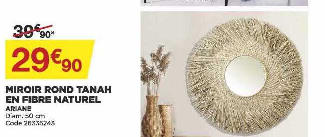 miroir rond tanah en fibre naturel ariane