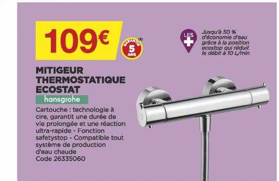 mitigeur thermostatique ecostat hansgrohe