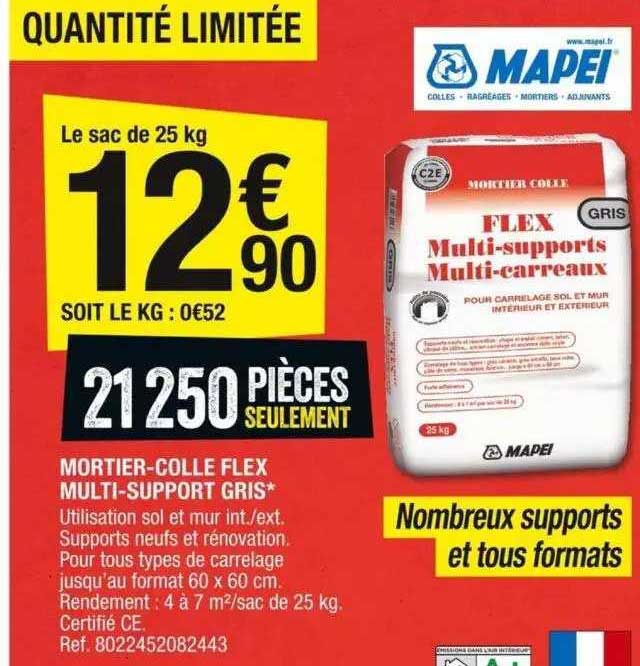 mortier-colle flex multi-support gris mapei