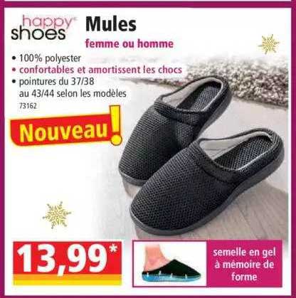 mules femme ou homme happy shoes