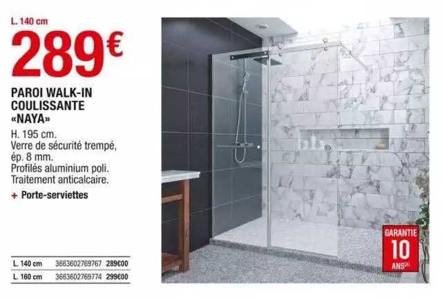 paroi walk-in coulissante «naya»
