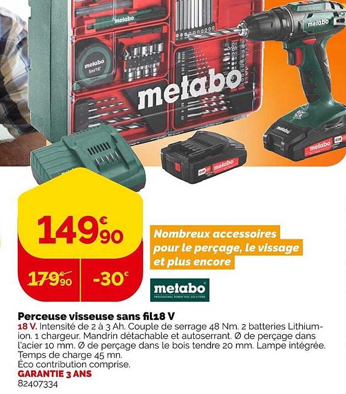 Perceuse Visseuse Sans Fil 18v Metabo
