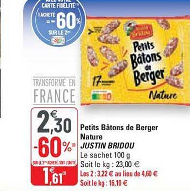 petits bâtons de berger nature justin bridou