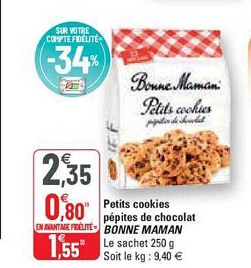 petits cookies pépites de chocolat bonne maman