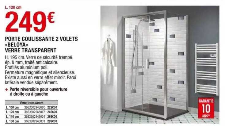 Porte Coulissante 2 Volets «beloya» Verre Transparent