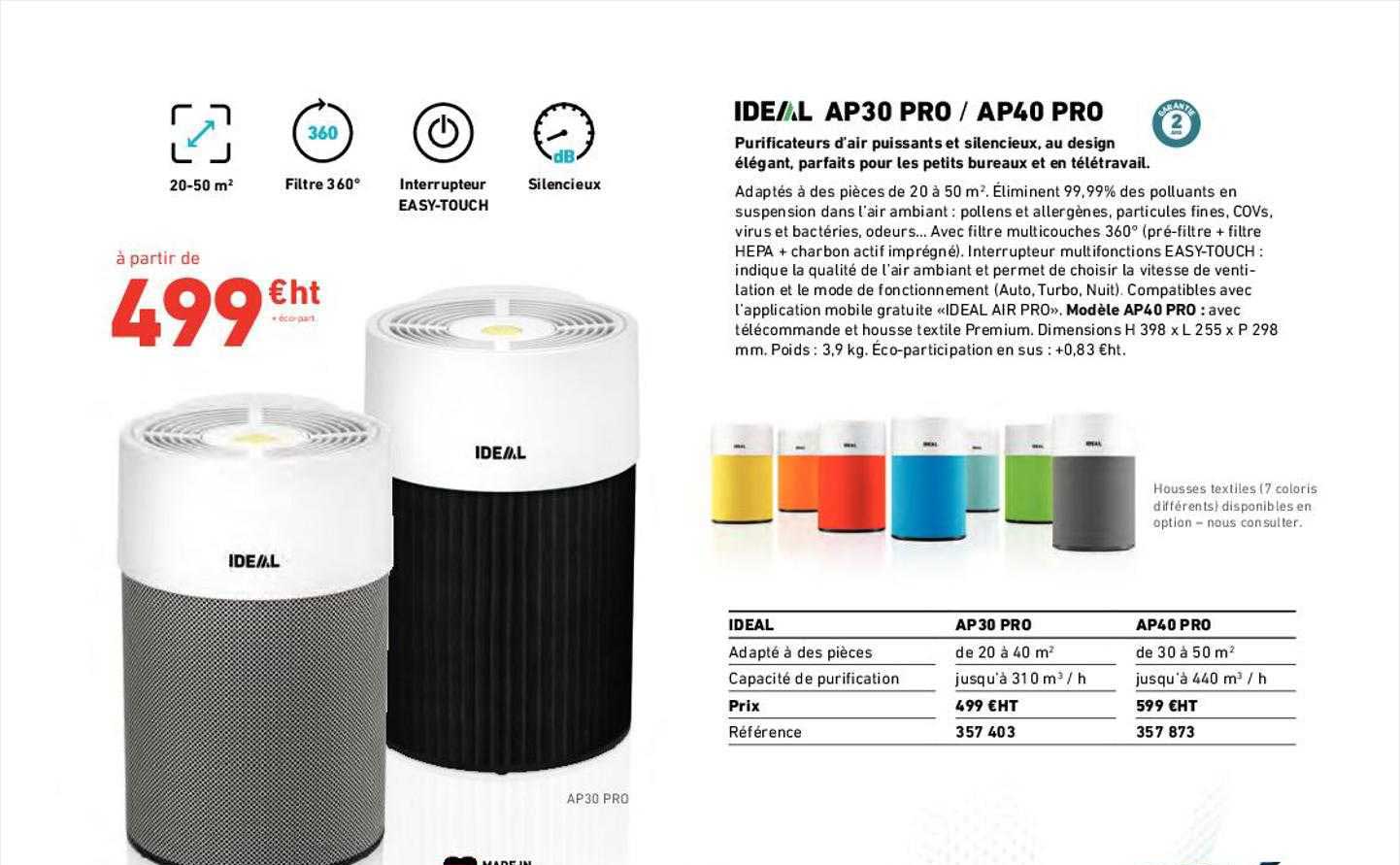 purificateur d'air puissants et silencieux, au design élégant, parfaits pour les petits bureaux et en télétravail ideal