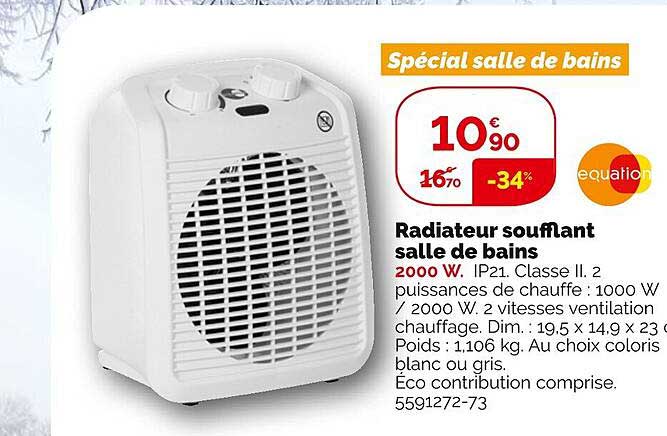 radiateur soufflant salle de bains équation