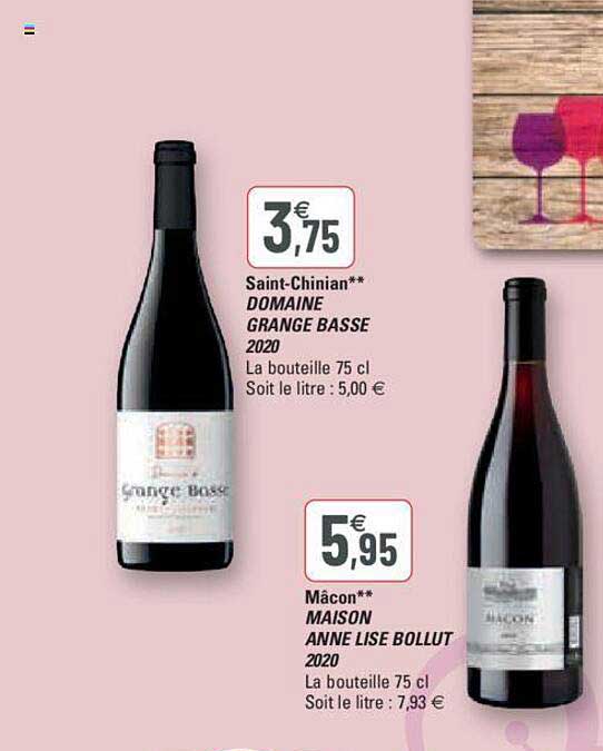 saint-chinian domaine grange basse 2020, mâcon maison anne lise bollut 2020