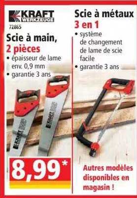 scie à main, 2 pièces kraft werkzeuge, scie à métaux 3 en 1 kraft werkzeuge
