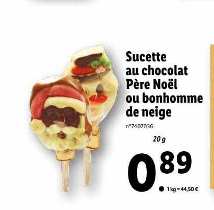 sucette au chocolat père noël ou bonhomme de neige