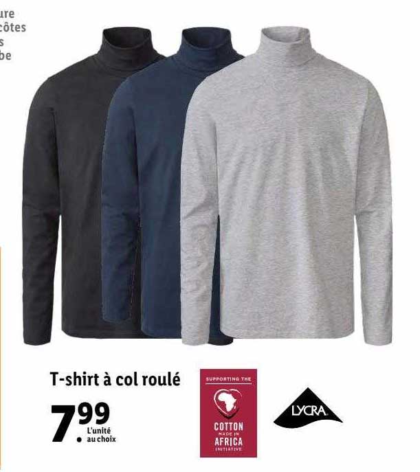 t-shirt à col roulé lycra