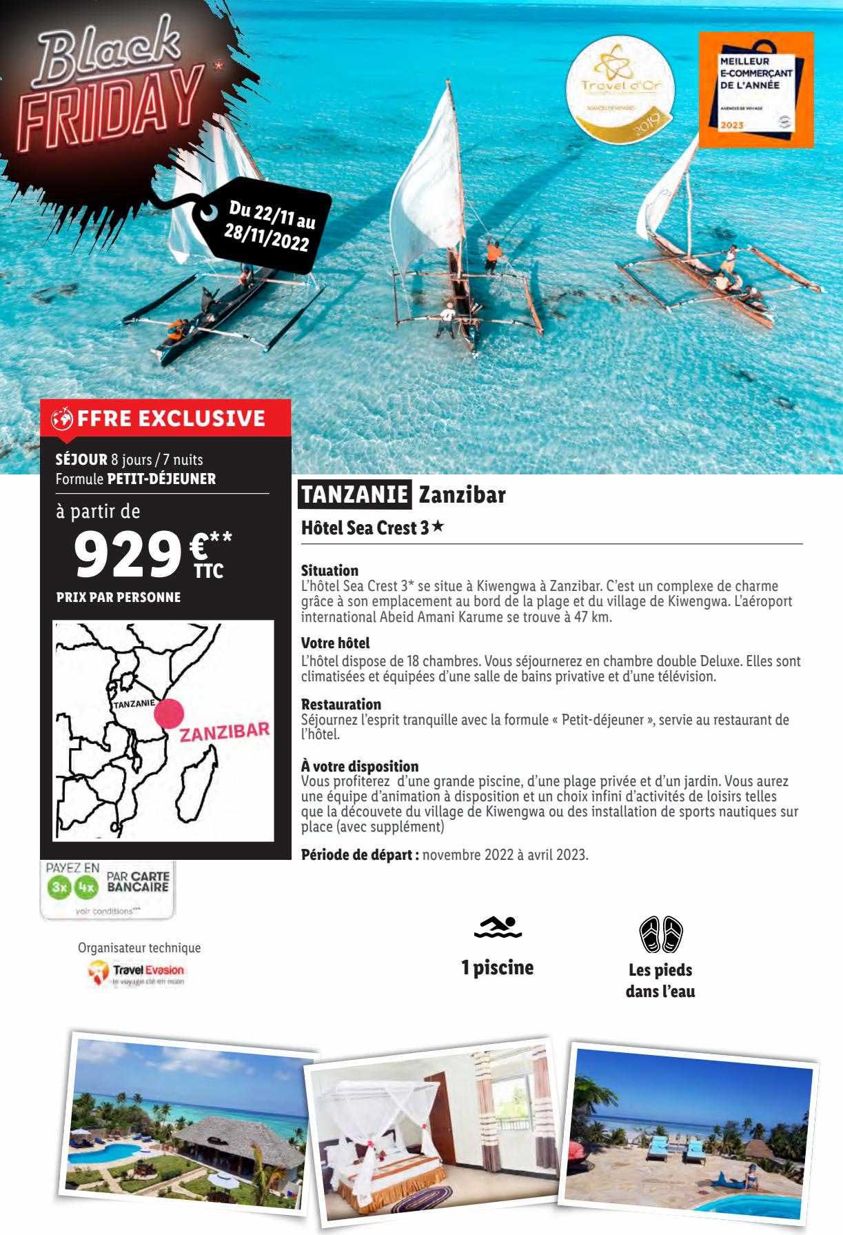 tanzanie zanzibar : hôtel sea crest 3*