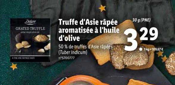 truffe d'asie râpée aromatisée à l'huile d'olive deluxe