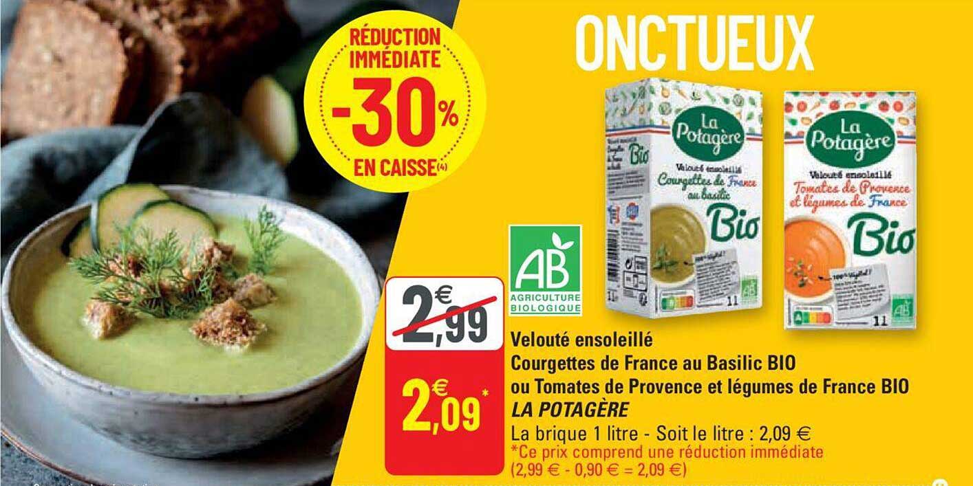 Velouté Ensoleillé Courgettes De France Au Basilic Bio Ou Tomates De Provence Et Légumes De France Bio La Potagère