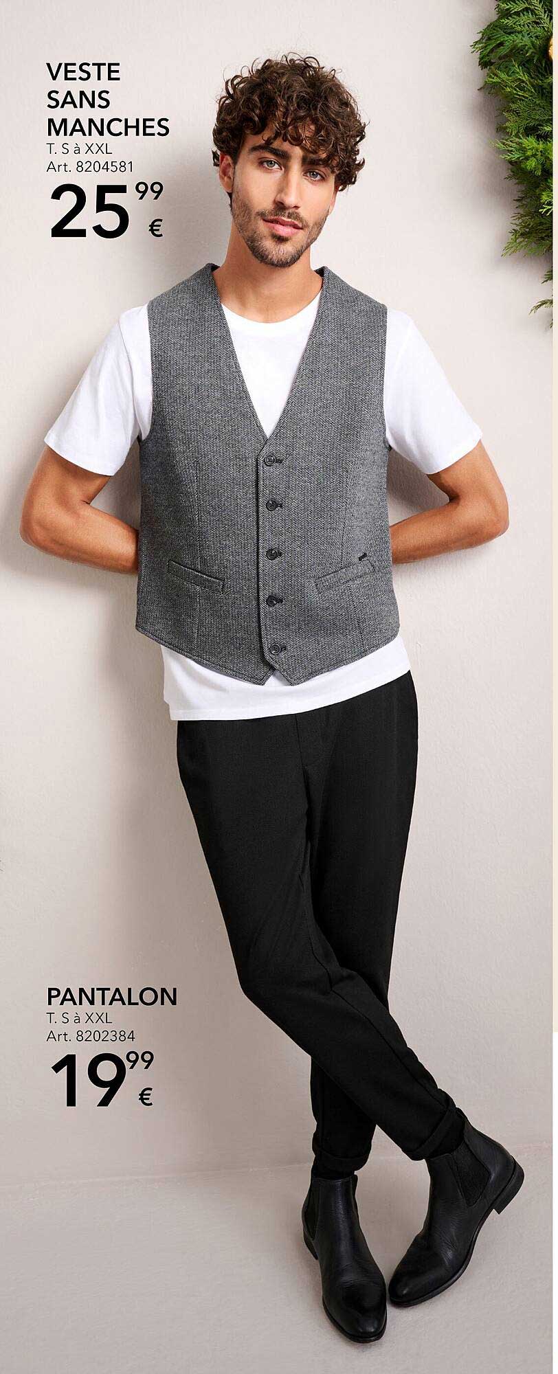 veste sans manches, pantalon