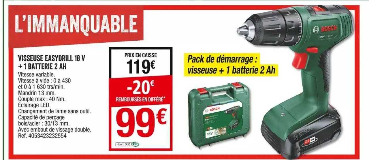 visseuse easydrill 18v + 1 batterie 2 ah bosch
