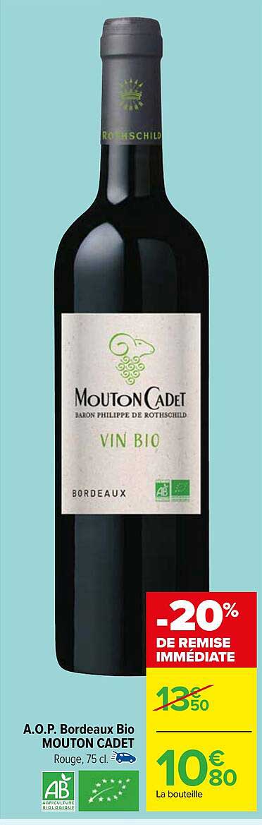 a.o.p. bordeaux bio mouton cadet