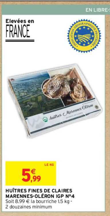 huîtres fines de claires marennes-oléron igp n°4