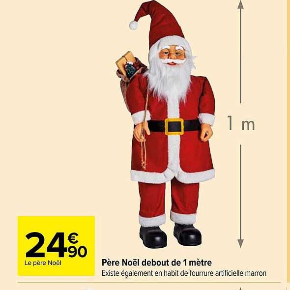 père noël debout de 1 mètre