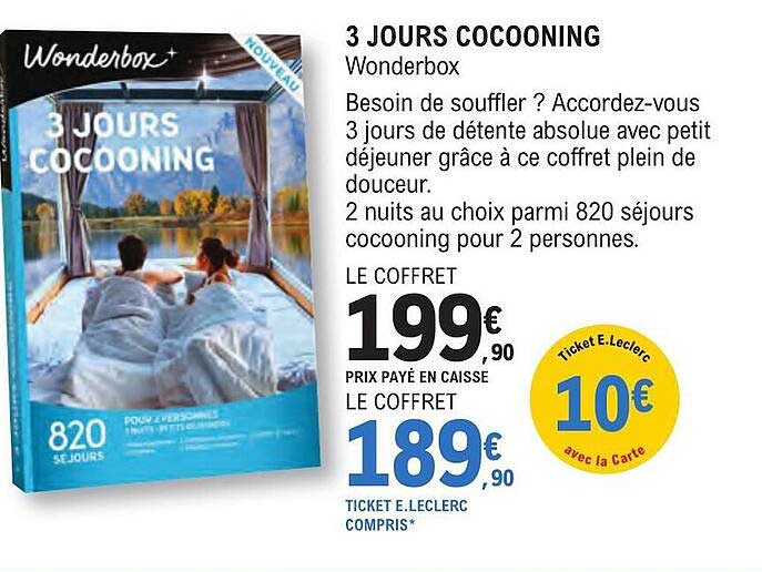 3 Jours Cocooning  Wonderbox