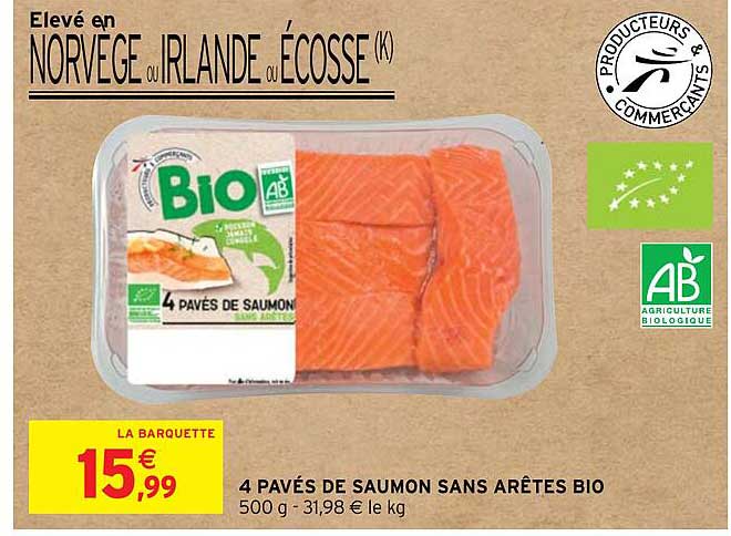 4 Pavés De Saumon Sans Arêtes Bio