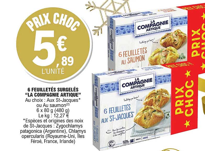 6 feuilletés surgelés "la compagne artique"