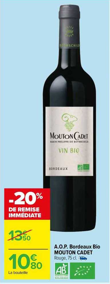 a.o.p. bordeaux bio mouton cadet