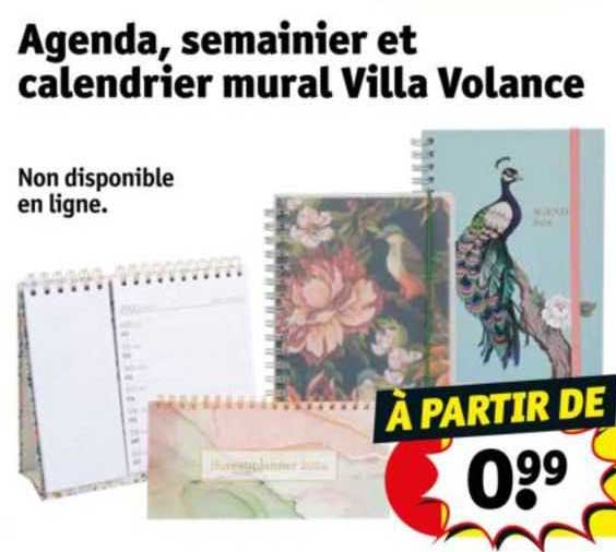 agenda, semainier et calendrier mural villa volance