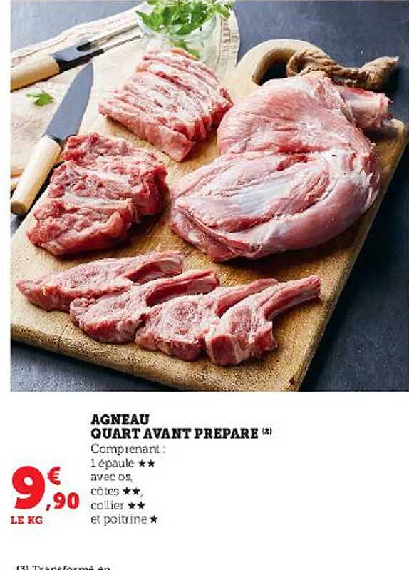 agneau quart avant préparé