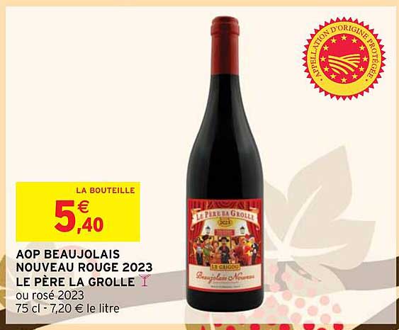 aop beaujolais nouveau rouge 2023 le père la grolle