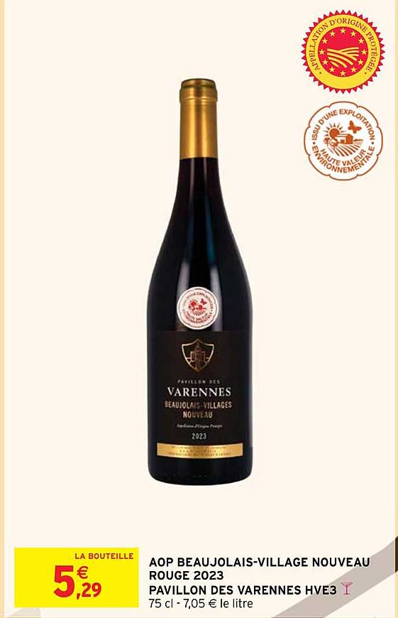 aop beaujolais-village nouveau rouge 2023 pavillon des varennes hve3