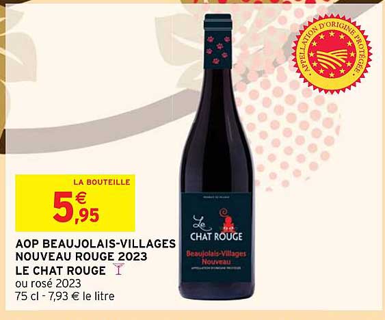 aop beaujolais-villages nouveau rouge 2023 le chat rouge