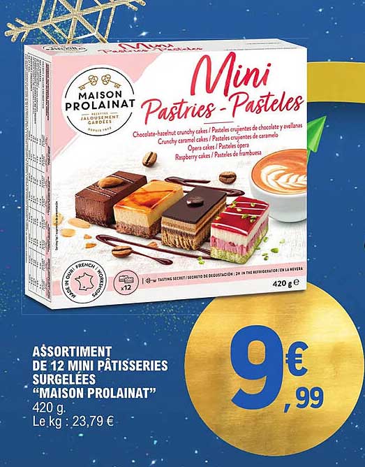 assortiment de 12 mini pâtisseries surgelées "maison prolainat"