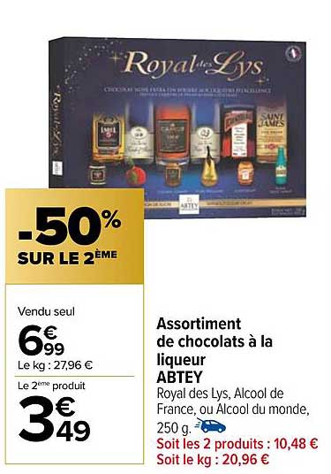 assortiment de chocolats à la liqueur abtey