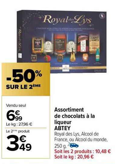assortiment de chocolats à la liqueur abtey