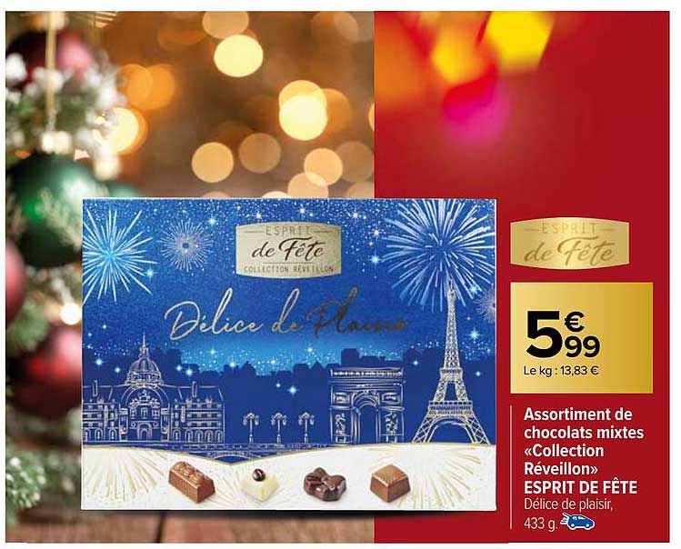 assortiment de chocolats mixtes «collection réveillon» esprit de fête