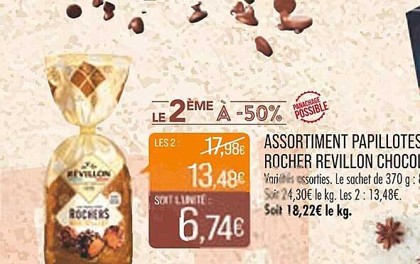assortiment papillotes rocher revillon chocolat