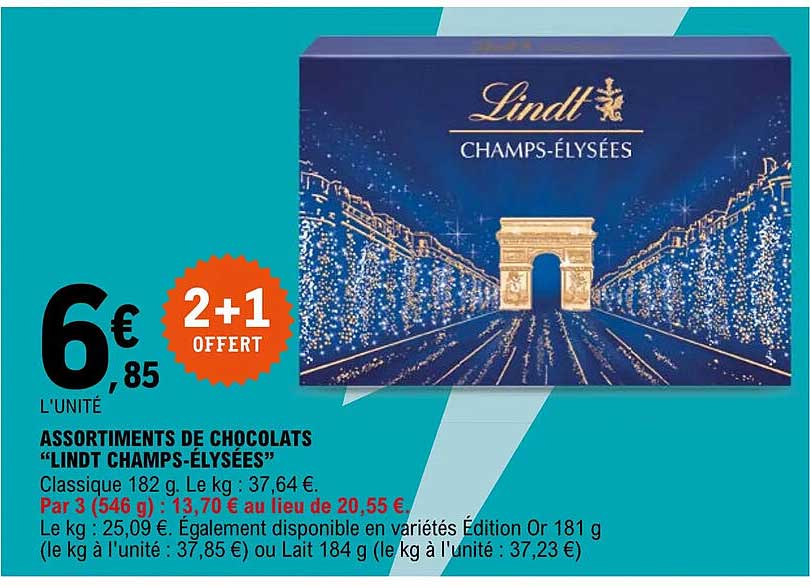 assortiments de chocolats "lindt champs-élysées"