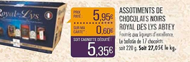 assortiments de chocolats noirs royal des lys abtey