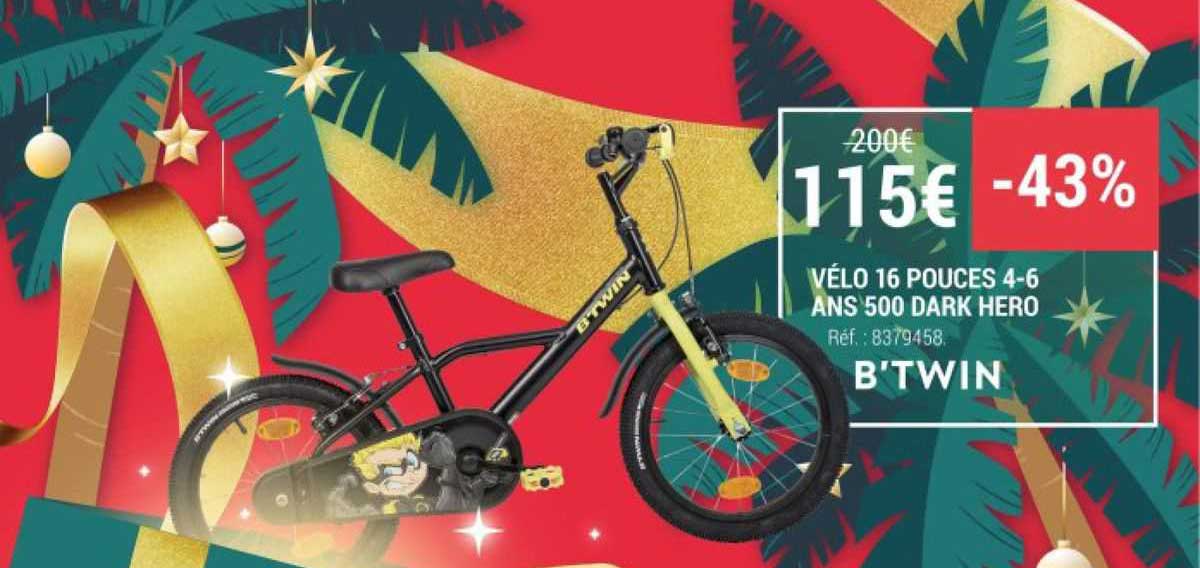 b'twin vélo 16 pouces 4-6 ans 500 dark hero