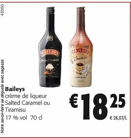 baileys crème de liqueur salted caramel ou tiramisu 17% vol