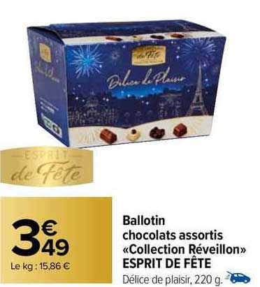 ballotin chocolats assortis «collection réveillon» esprit de fête