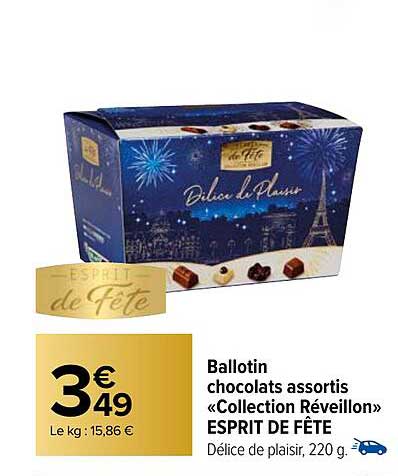 ballotin chocolats assortis «collection réveillon» esprit de fête