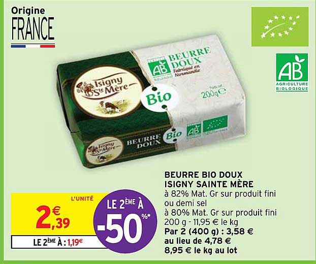 beurre bio doux isigny sainte mère