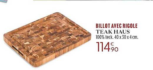 billot avec rigole teak haus